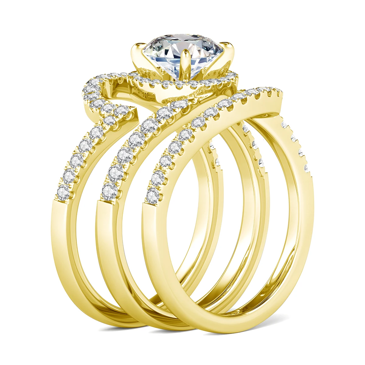 2pcs Couple Ring Set 14K Gold Filled Sparkling Moissanite Women Stackable Rings Engagement Finger Set Jewelry