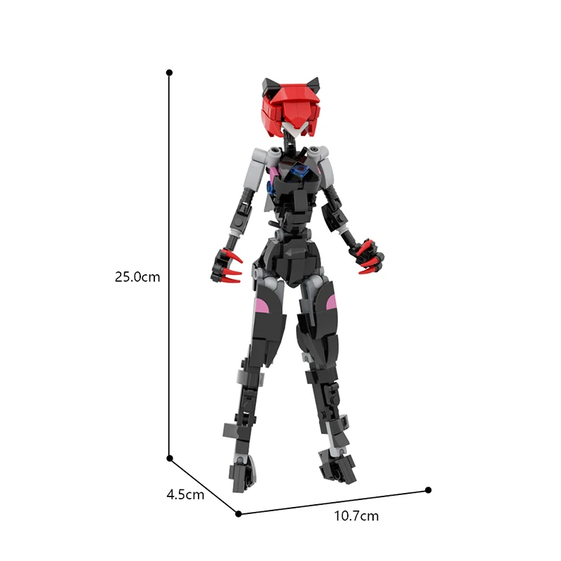 Blocs de construction MOC Cat Mecha Girl, figurine d'anime articulée avec articulations mobiles, fille Neko posable pour les collectionneurs