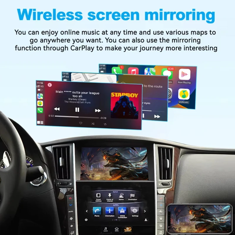 4 in 1 Wireless Smart Ai Box Carplay & Android Auto Adapter,Mini Airplay & Mirror Link USB Dongle,Plug & Play For OEM Car System
