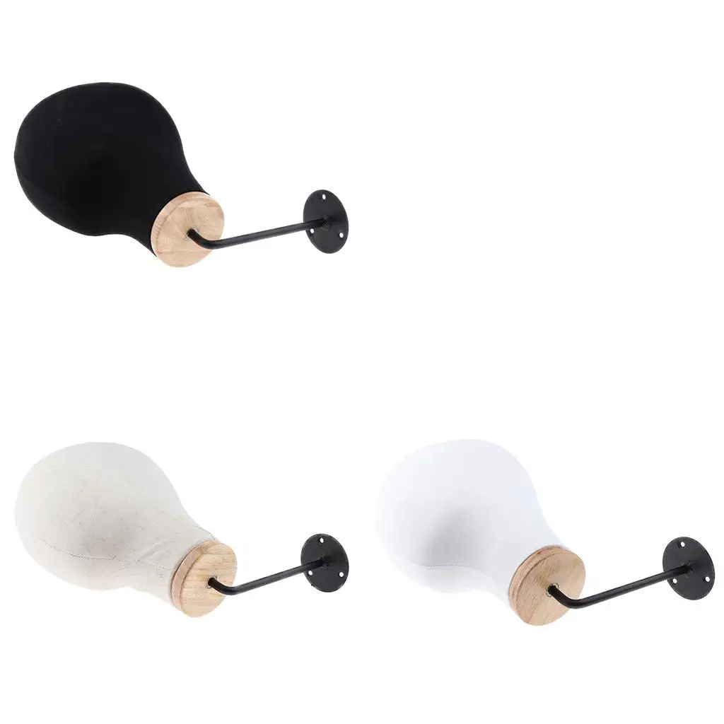 Canvas Mannequin Head with Wooden Stand Life-size Wig Making Display Head for Salon and Home Use