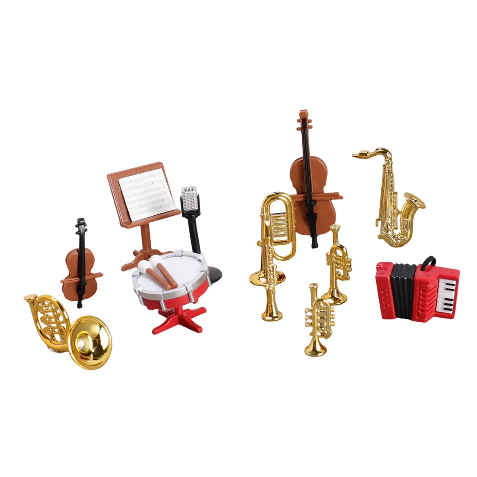 Set de Instrumentos Musicales en Miniatura para Casa de Muñecas 1/12, Set Pequeño de Artículos Decorativos Clásicos para Casa de Muñecas, Violonchelo, Micrófono