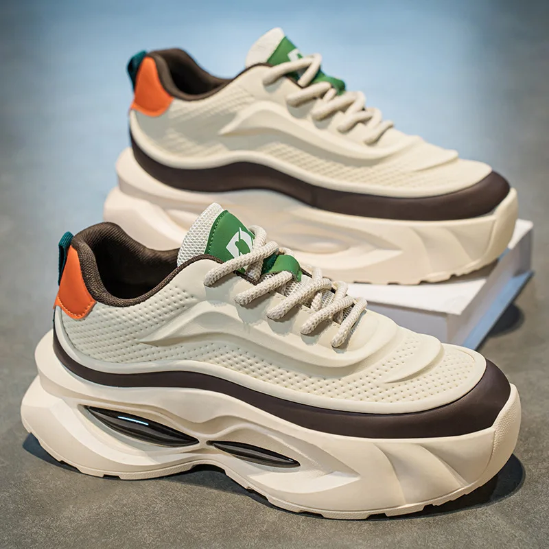 

2026 Trend Fashion Sport Shoes For Men PU Leather Breathable Male Running Footwear Anti-slippery Outdoor Men's Sneakers