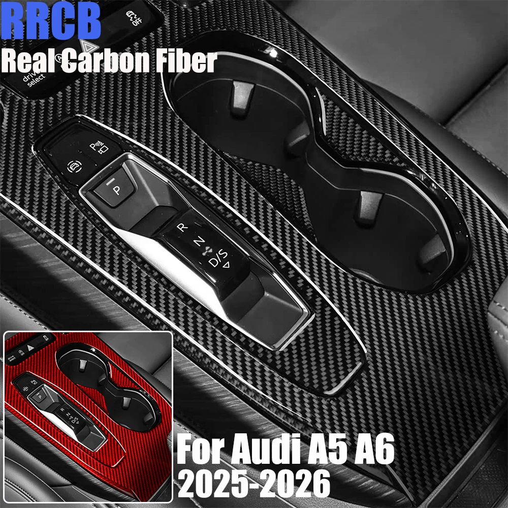 

Накладка на рычаг переключения передач из настоящего карбона, мягкая наклейка для Audi A6L E-TRON, A6 Avant, A5/S5 Avant, A5 Saloon 2025-2026