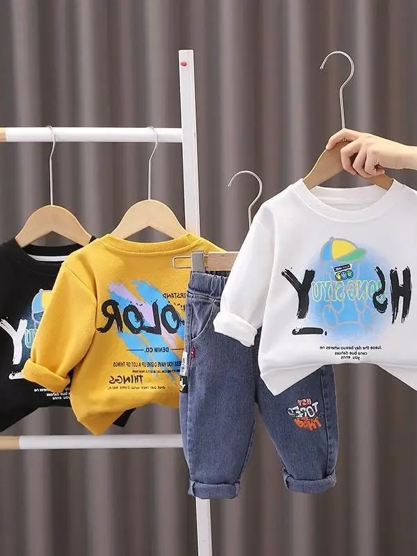 

Cool Boy Autumn Outfit Set 2026 New Spring Autumn Baby Faionable Clothes Haome Hoodie Two Piece Set Trendy Clothing