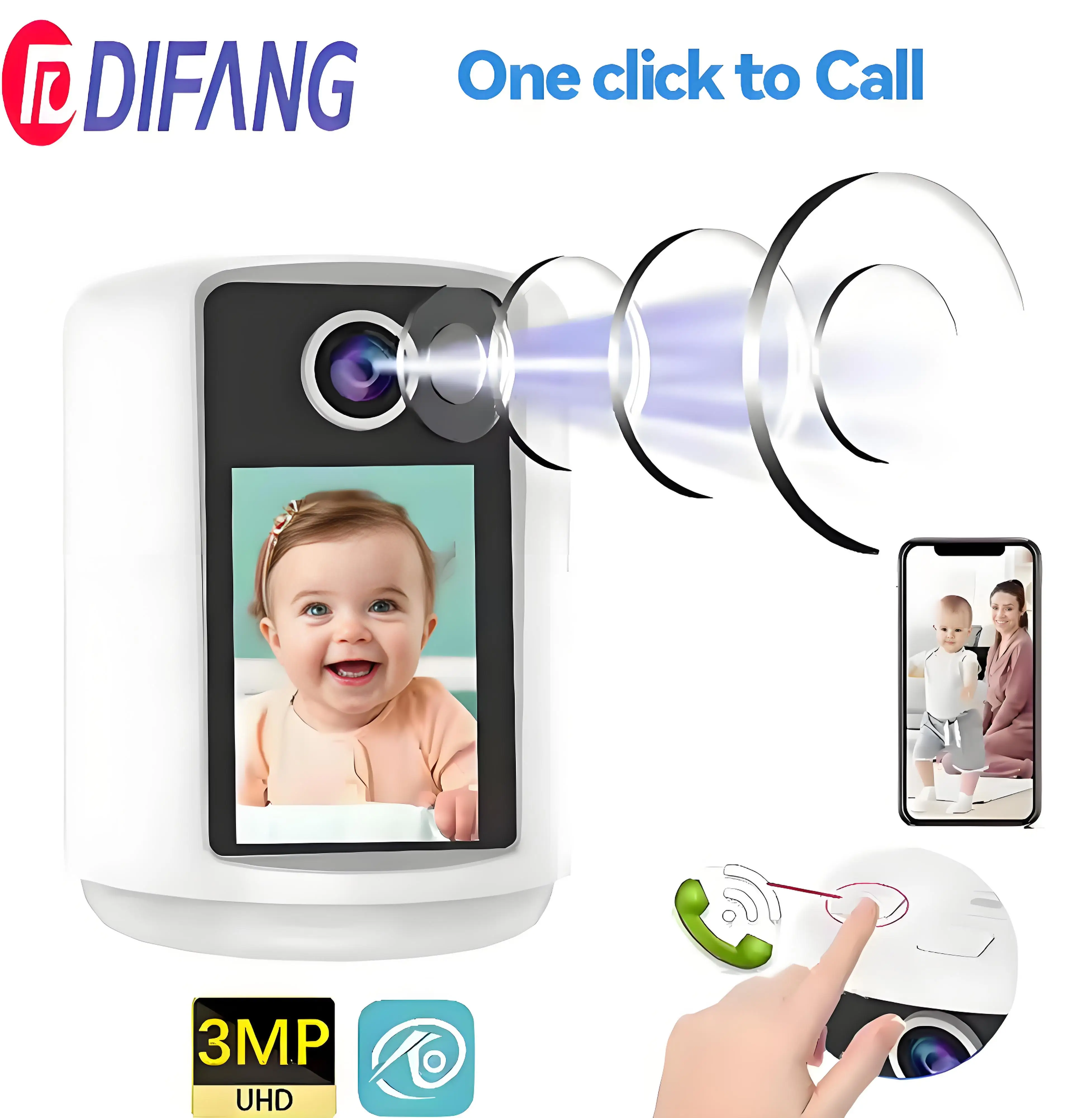 

2.4in LCD WiFi Camera Video Baby Monitor 3000mAh Battery Camera Ai Tracking Video Call CCTV Security P2P Video Monitor Camera