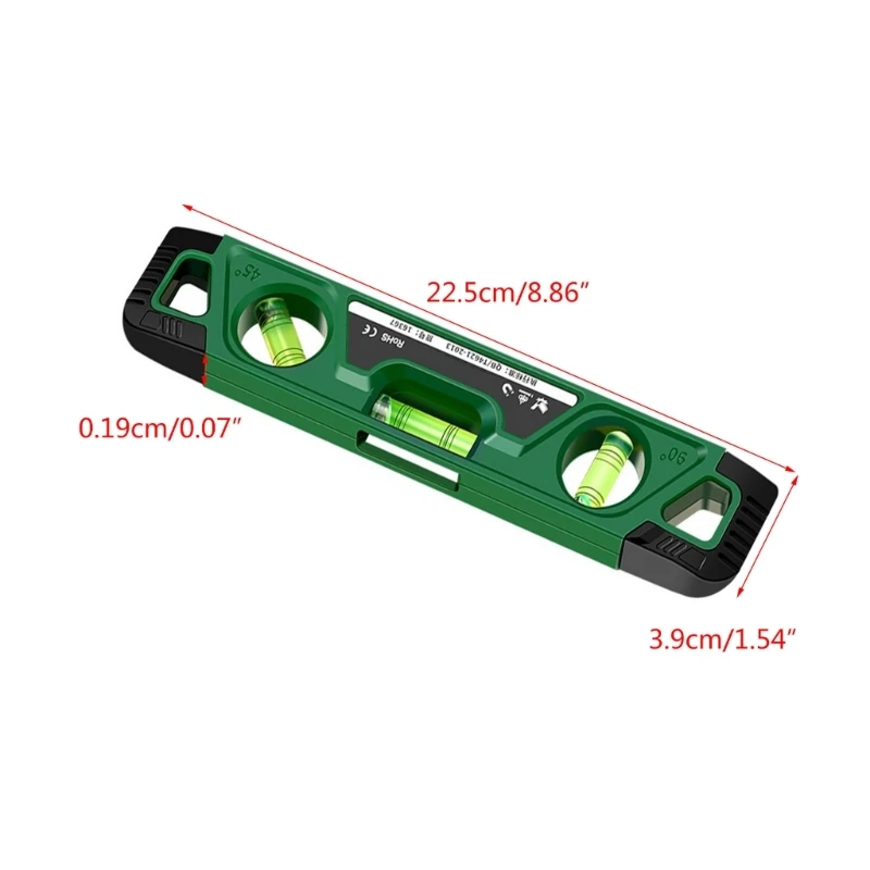 9Inch Magnetic Box Level Torpedoes Level,3Different Bubble/45°/90°/180°Measuring Shock Resistant Torpedoes Level