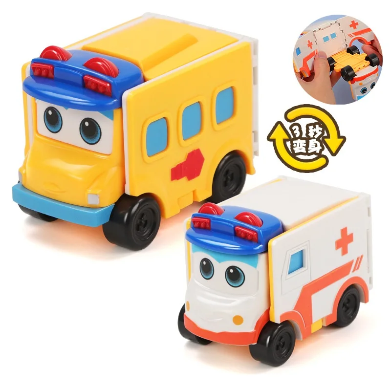 Variety school bus reverse car double-sided rollover deformation robot Goethe children\'s toy boy suit gift