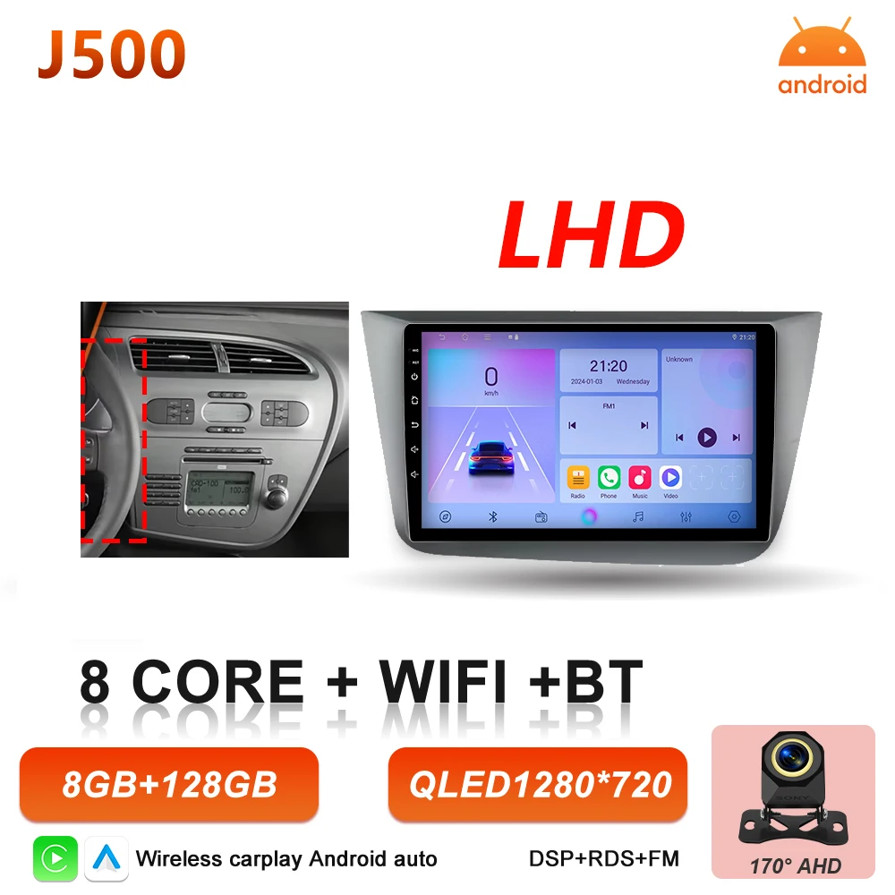 Android 16 autoradio Carplay voor Seat Altea 5P Toledo 3 2004 - 2015 Auto multimediaspeler stereo BT intelligente systemen scherm
