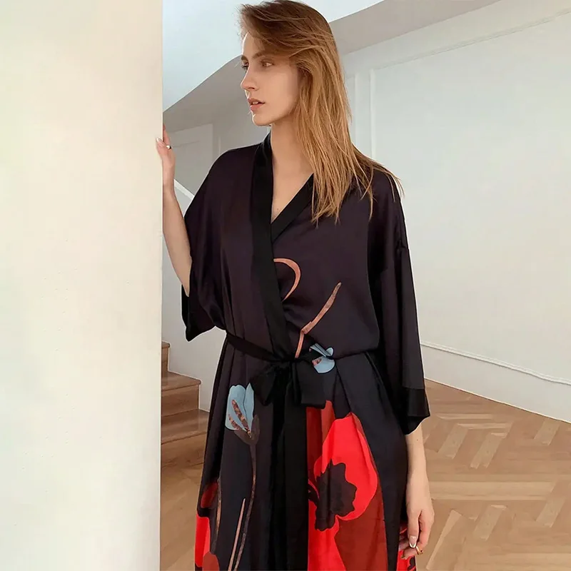中国風レトロ新中式改良漢服ミドル丈ローブカーディガンフェザージャケット夏タイアップ浴衣ナイトガウンカバーアップ