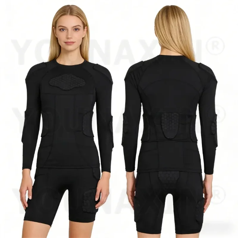 YOUNAXIN Unisex Black Long Sleeves T-shirts Basketball Boy Football Soccer Cycling Sports Top Anti-collision Quick Dry M-3XL