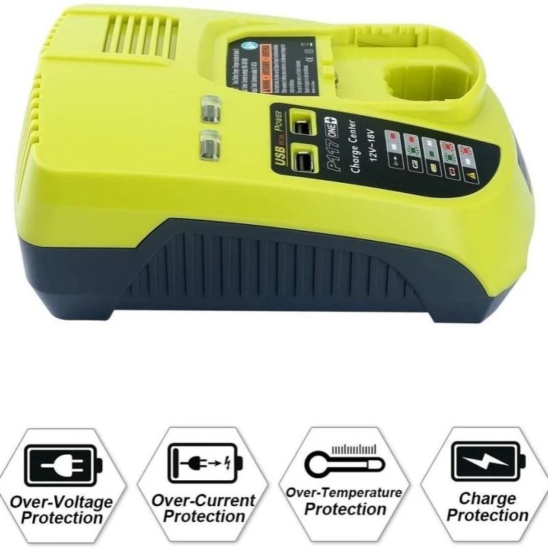 New applicable ryobi Liyoubi P108P117 charger 12V-18V nickel chromium nickel hydrogen battery charger with 2USB