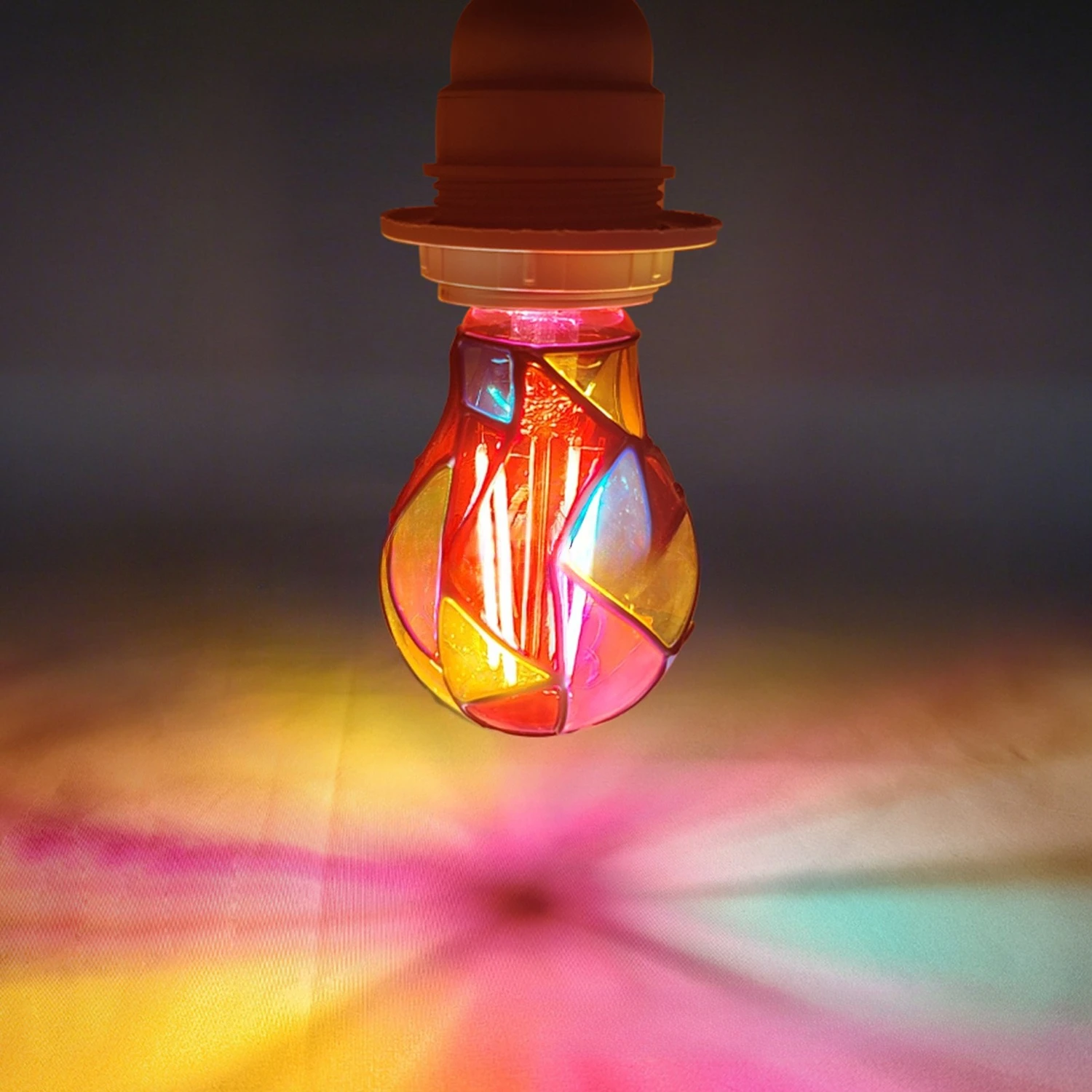 Hand Painted A60 Edison LED Filament Bulb DIY Colored Drawing Glass Lamp A19 Vintage Art Decor Light Bulb
