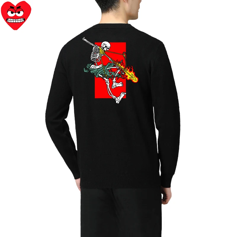 Break Egg Men V-neck Cardigan Cotton Ant Embroidered Colorful Multi Heart Printed Single Breasted Long Sleeve Autumn Sweater