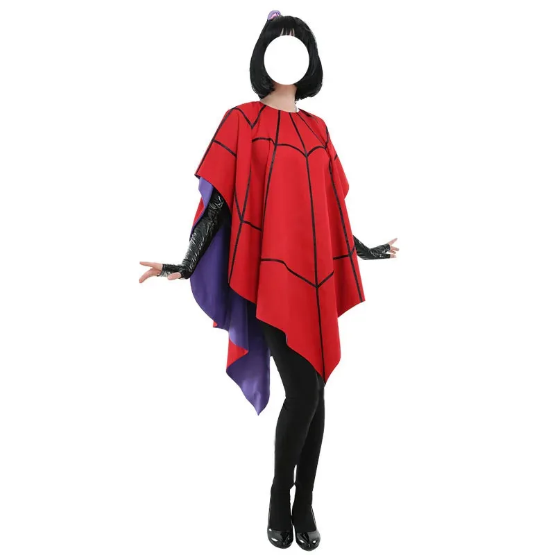 2025 22 زي نمط شبكة العنكبوت للنساء والرجال مجموعة ملابس الهالوين الحمراء