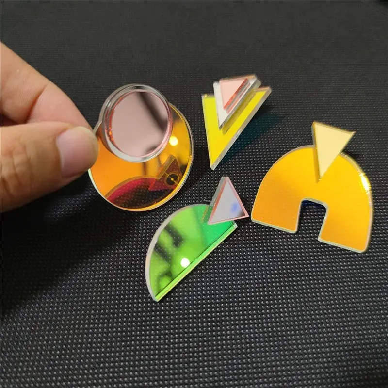 KUGUYS Iridescent Big Stud Earrings for Women Hyperbole Geometric Mirror Iridescence Acrylic Fashion Party Jewelry Accessories