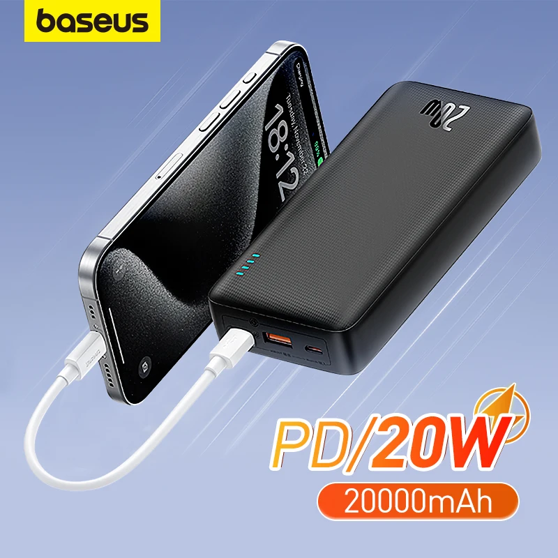 

Baseus Airpow 20W Fast Charge Power Bank 10000mAh 20000mAh Powerbank Portable External Battery for iPhone 15 14 13 12 Pro Xiaomi