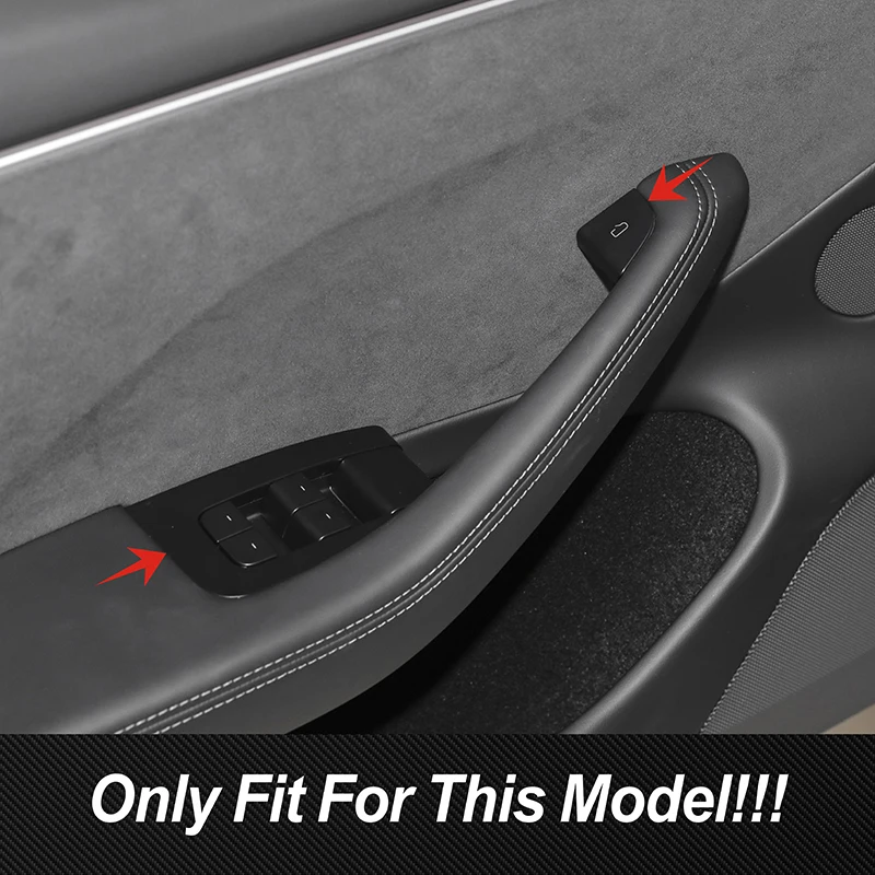 Car Door Window Lift Button Panel Cover Trim Decoration Sticker For Tesla Model 3 2024 Carbon Fiber Pattern Interior Accessories