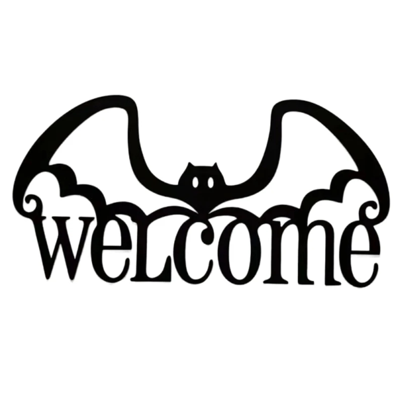 

Metal Bat Welcome Board for Halloween Indoor and Outdoor Wall Plaques Door Sign Dropship