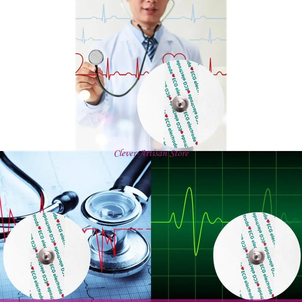 

E06B 50x Disposable Electrode Pad ECG Electrode Patch Non-woven Electrode for Electrocardiograph Fitting Wire ECG Poster