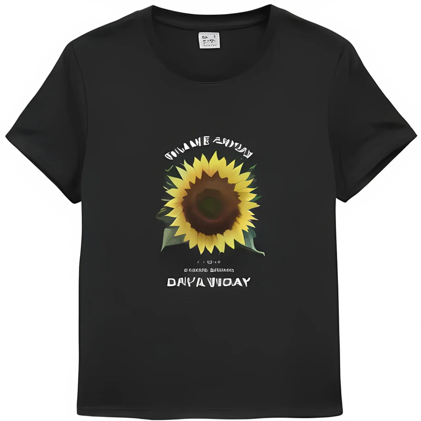 

Sunflower Ceramic Day Black T-Shirt Casual with Vibrant Floral Illustration