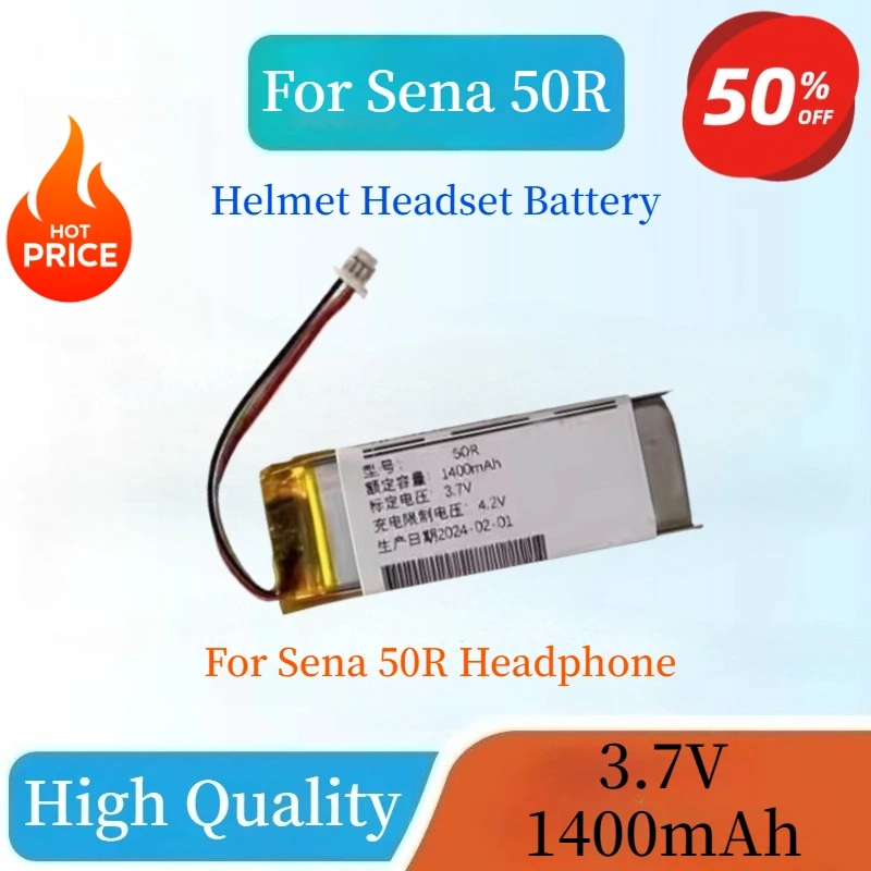 High Quality Brand-New 3.7V 1400mAh Replacement Helmet Headset Battery For Sena 50R Headphone