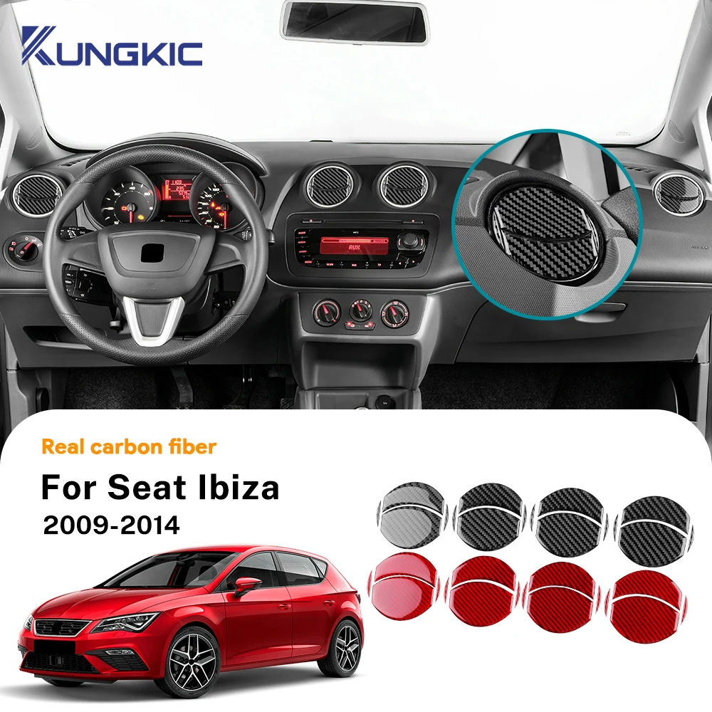

For Seat Ibiza 6j 2009 2010 2011 2012 2013 2014 LHD RHD Car Center Console Air Outlet Panel Real Soft Carbon Fiber Sticker