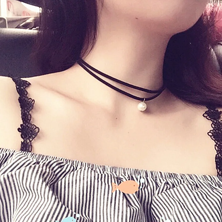 ZRHUA Choker Necklace Black Lace Velvet Strip Woman Collar Party Jewelry Neck Accessories Gold Silver Color Chain Necklaces