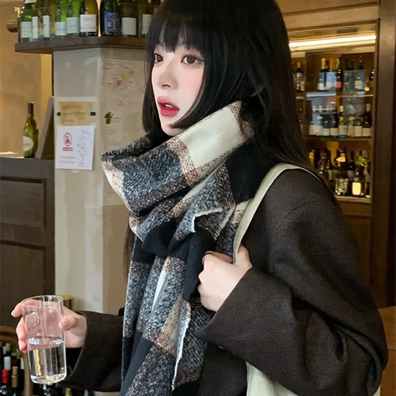 

Thick Warm Winter Scarf Design Print Women Cashmere Pashmina Shawl Lady Wrap Tassel Scarves Knitted womens Foulard Blanket N22