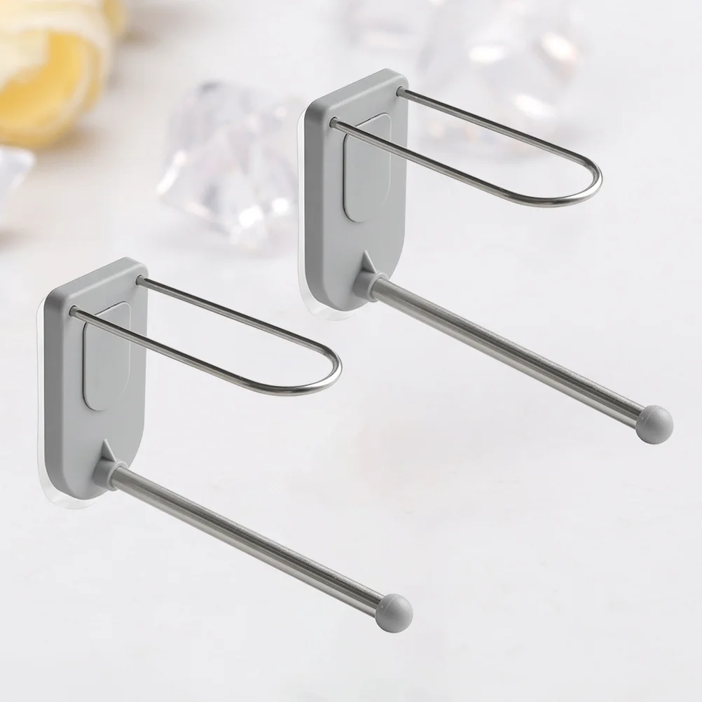 2Pcs Stainless Steel Hanger Rack Rustproof No Punch Wall Mount Clip Organizer Shelf Space Saving for Home Dorm Use