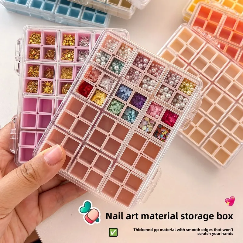 48 Grids Nail Art Storage Box Salon Special Alloy Rhinestone Charms Organizer Nail Accessories Container Tools