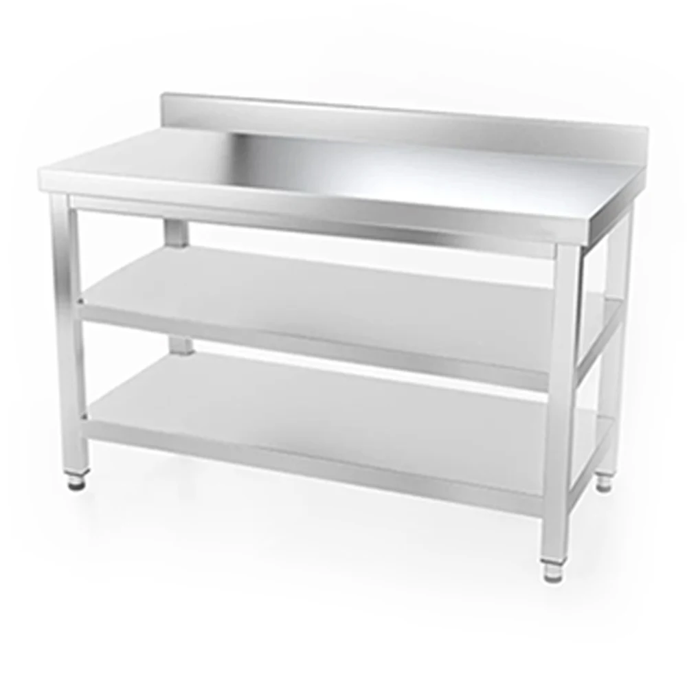 

Commercial Catering Equipment Prep Table Stainless Steel Table Workbench Three-layer