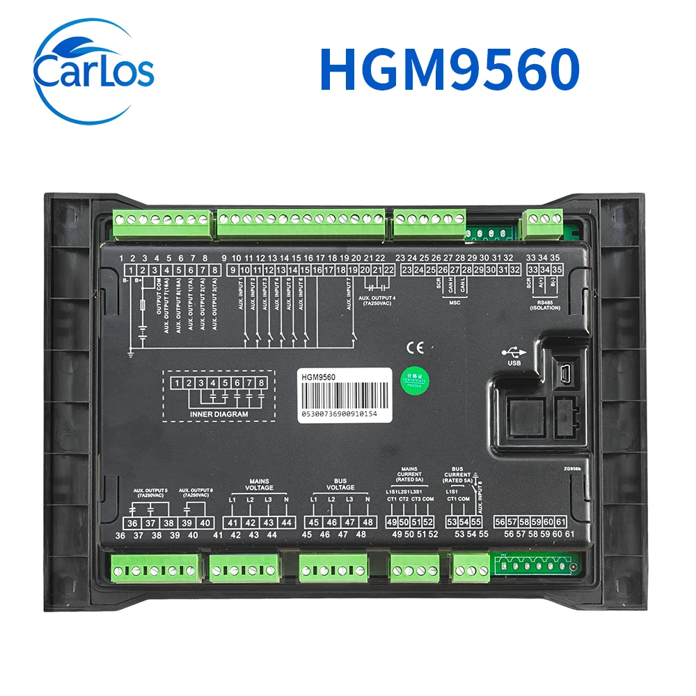 

Контроллер генератора Smartgen HGM9560 для параллельного подключения к сети, с несколькими режимами работы, AMF (автоматическое отключение при отключении сети) 9560