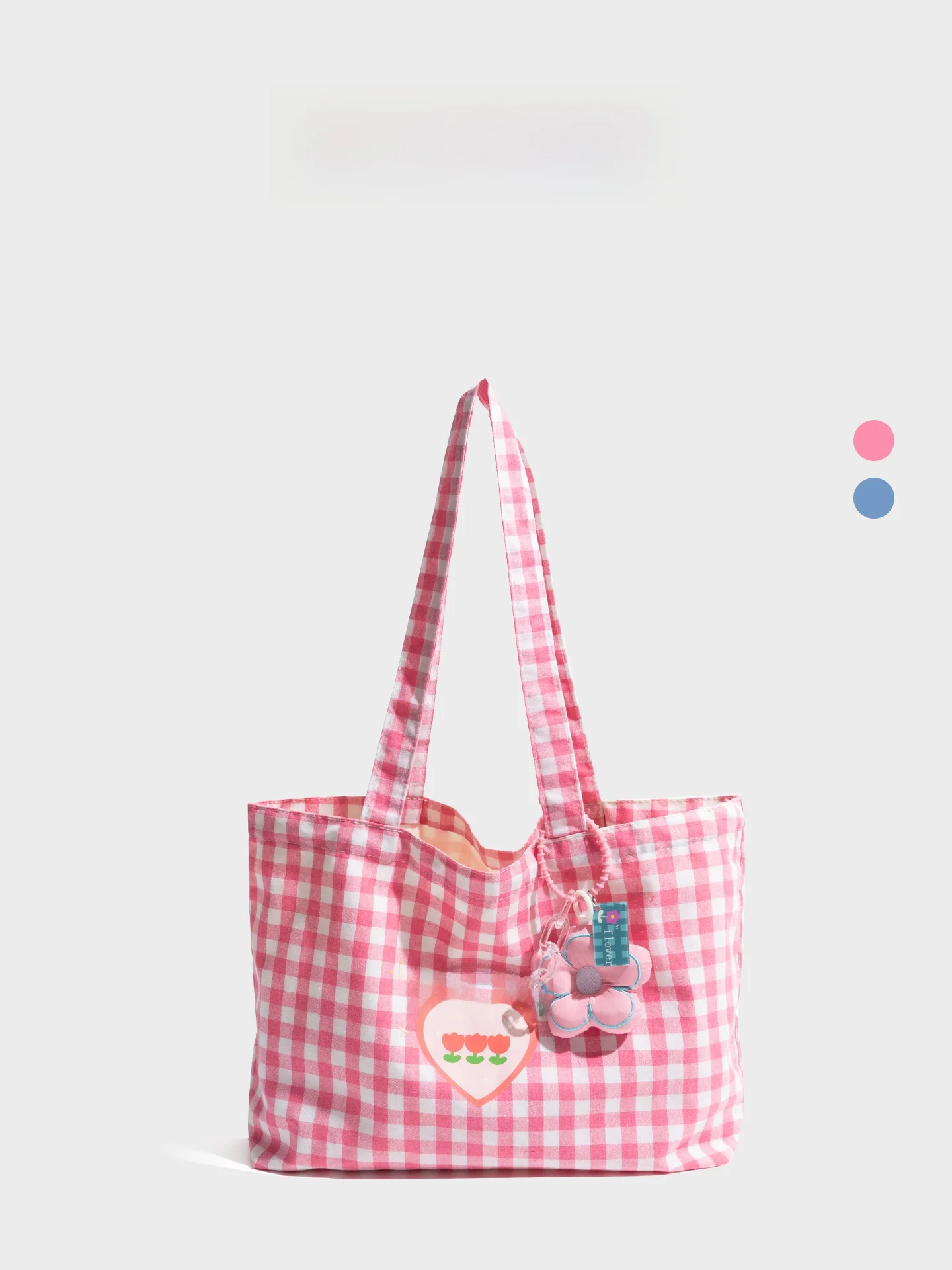 

Dopamine Grid Canvas Tote Bag Korean Style Ins Student Commuter Single Shoulder Bag Youthful Contrast Color Soft Fabric Dig Bag