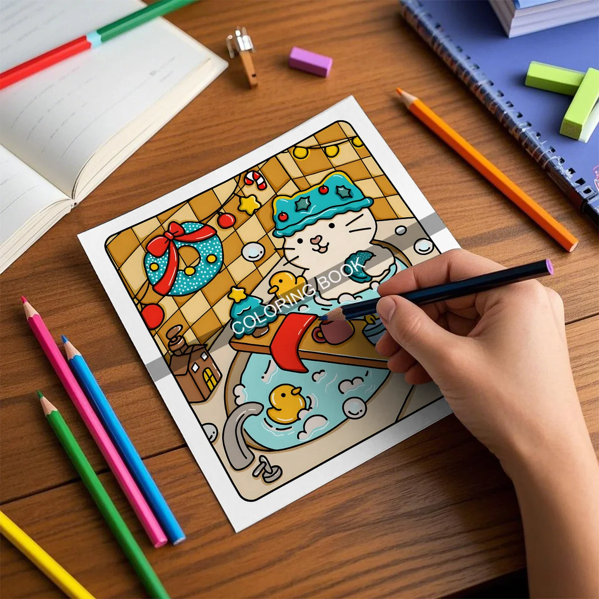 Friends In The Snow Line Coloring Book, An Upgraded 24 Page Comfortable Friend Book With Super Cute Animal And Character