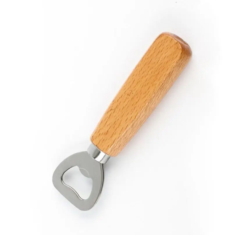 HOT Wholesale Kitchen Bottle Opener Wooden Handle Beer Openers Bar Tools Soda Beer Bottle Opener Tool