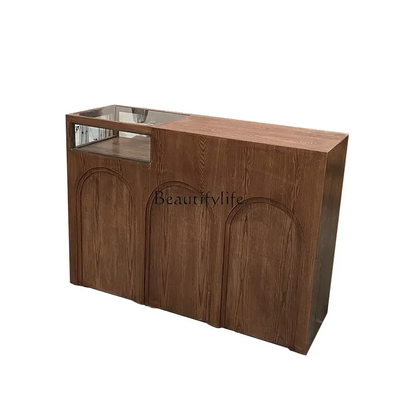 

ls 27Clothing store bar checkout page store small glass display cabinet