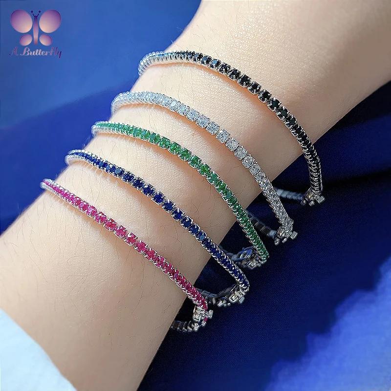 

AButterfly 100% стерлингового серебра 925 пробы 5А с имитацией драгоценного камня женский теннисный браслет подарок на день рождения ювелирные изделия