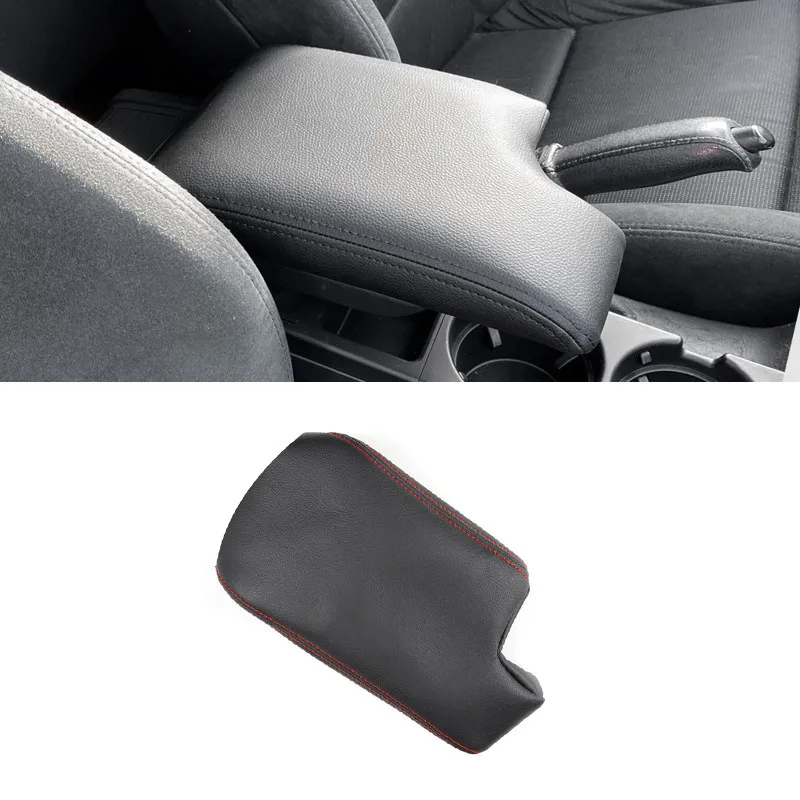 

For BMW 3 Series E46 1998 - 2005 Microfiber Leather Interior Center Console Lid Armrest Box Cover Protective Trim Black-red line