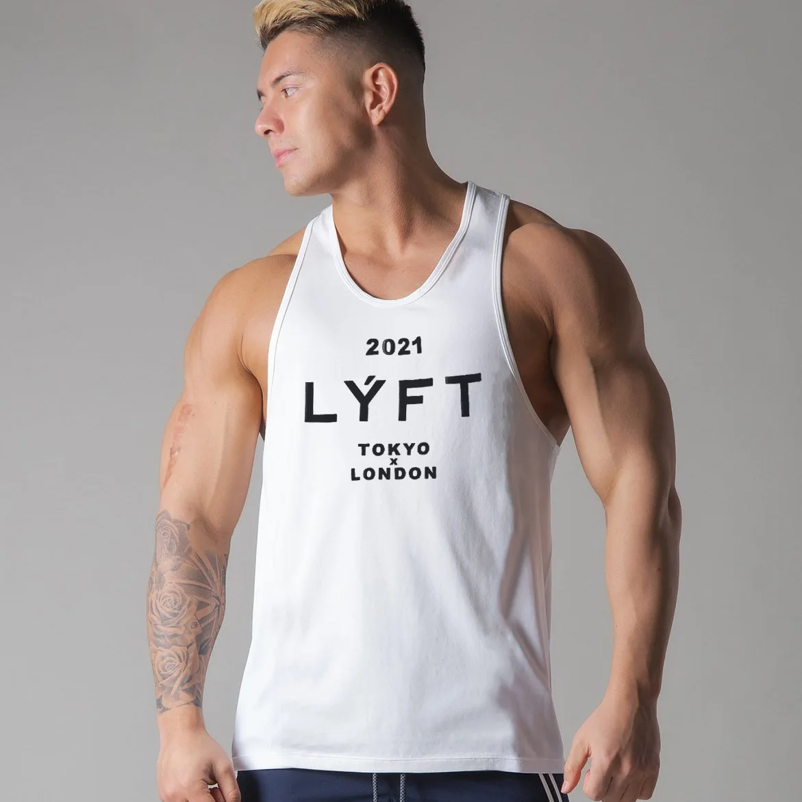 2024 New LYFT Fitness vest Men\'s fitness Breathable slim-fit sports trend summer cotton sleeveless vest