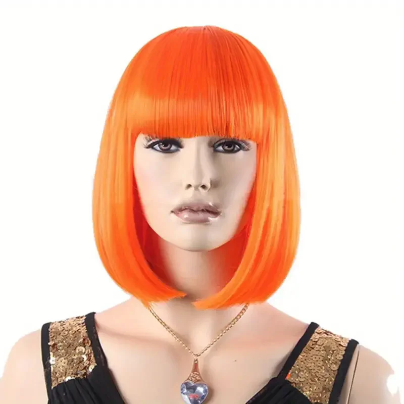 Golden Blonde Synthetic Wig with Curtain Bangs, Layered Style for Women and Girls J47801S - Adjustable Fit for Cosplay J47801S