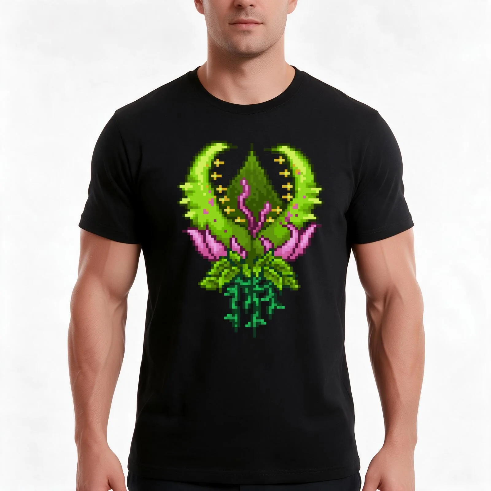 Terraria Plantera T-Shirt, Summer Casual Cotton Tee, Oversized Streetwear Tops, Vintage Graphic Print, Loose Fit Short Sleeve