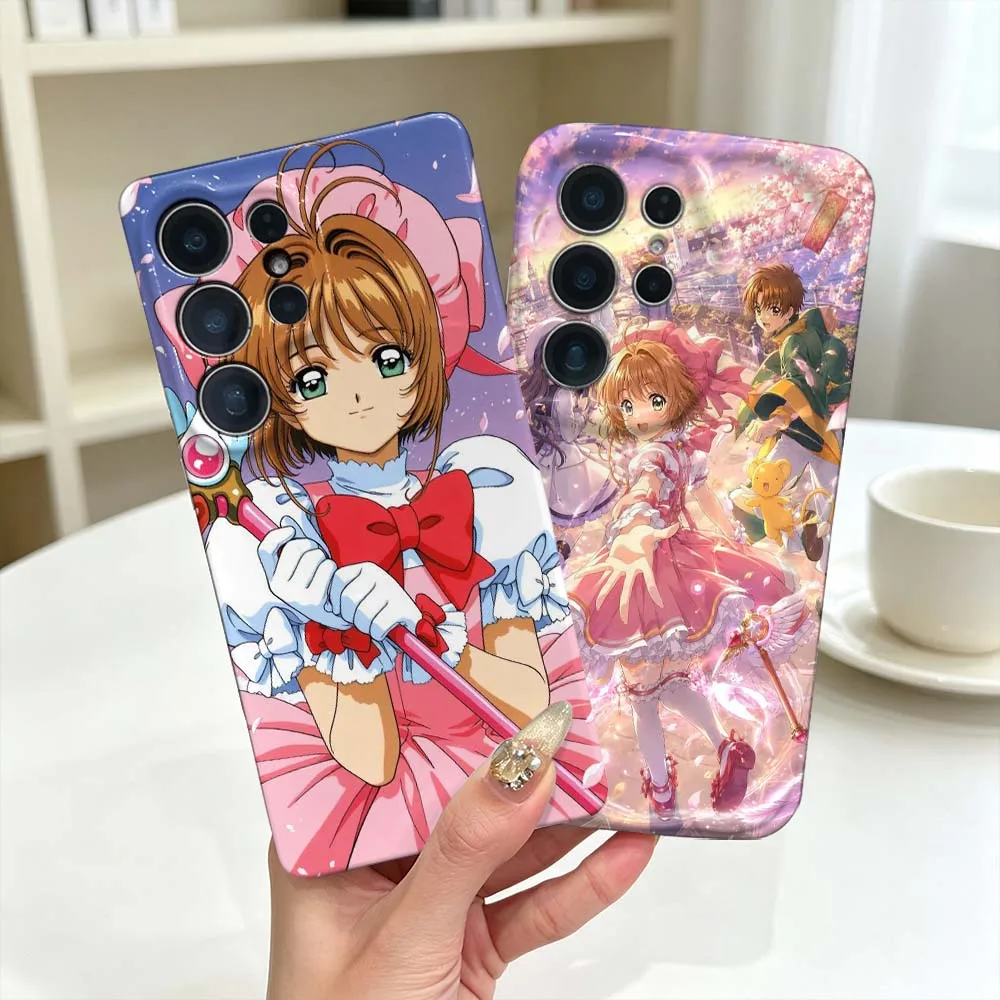 Cute C-Cardcaptor Sakura Phone Case For Samsung Galaxy S26 S25 S24 S23 Ultra FE Plus Feilini Hard Case Wave Oil Soft Case