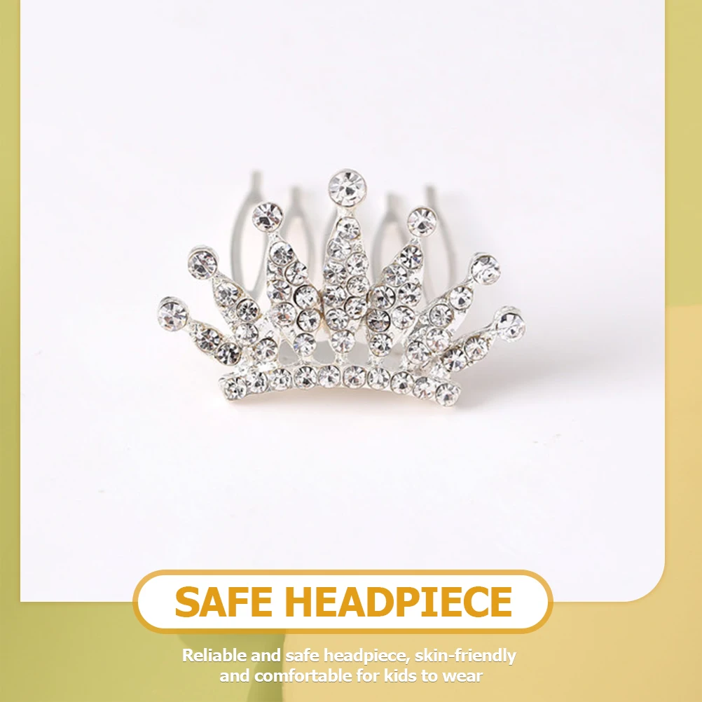 

3pcs Kids Hair Accessories Crown Baby Rhinestone Tiara Girls Silver Tiaras Party Wedding Costume Crystal Combs Birthday