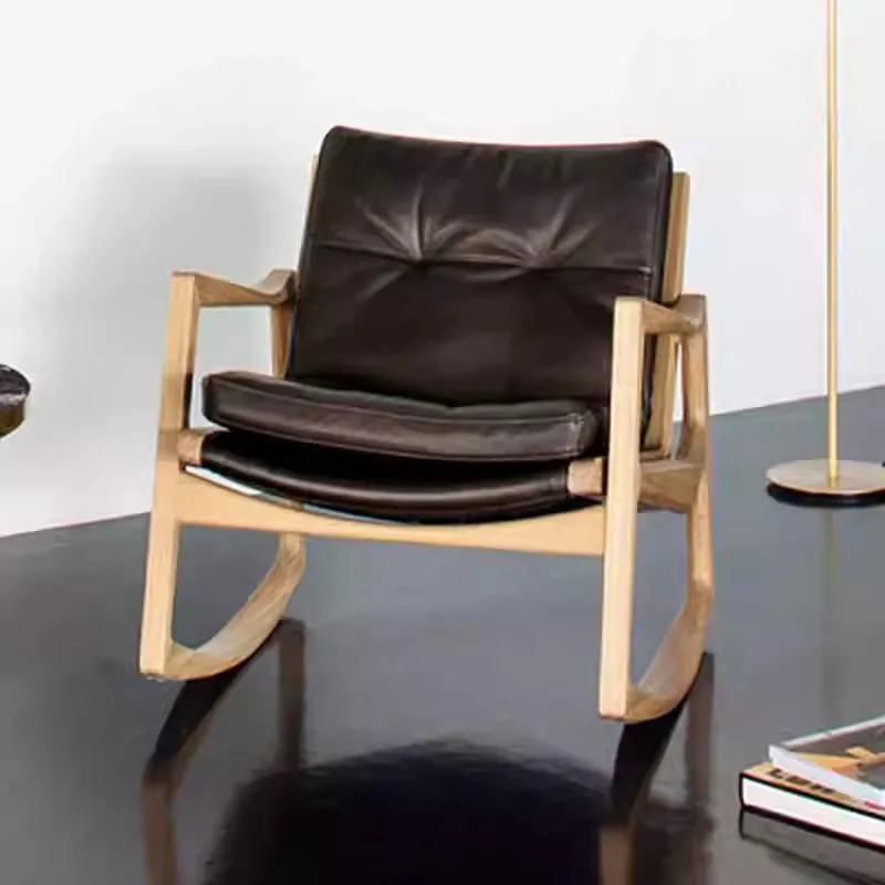 Balcony Rocking Chair Home Solid Wood Designer Living Room Sofa Rocking Chair
