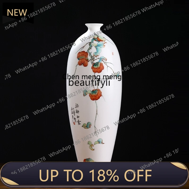 

P178 High-end Ceramic Hand-painted Vase Ornament Chinese Style Living Room Bogu Shelf Decoration