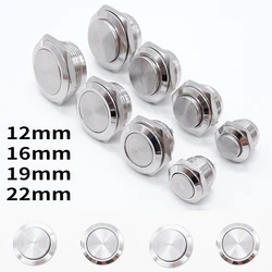 12mm 16mm 19mm 22mm metalowy przełącznik wciskany krótki samoczynny reset chwilowy bez przycisku dotykowego ze stali nierdzewnej Start Stop 24V 1A