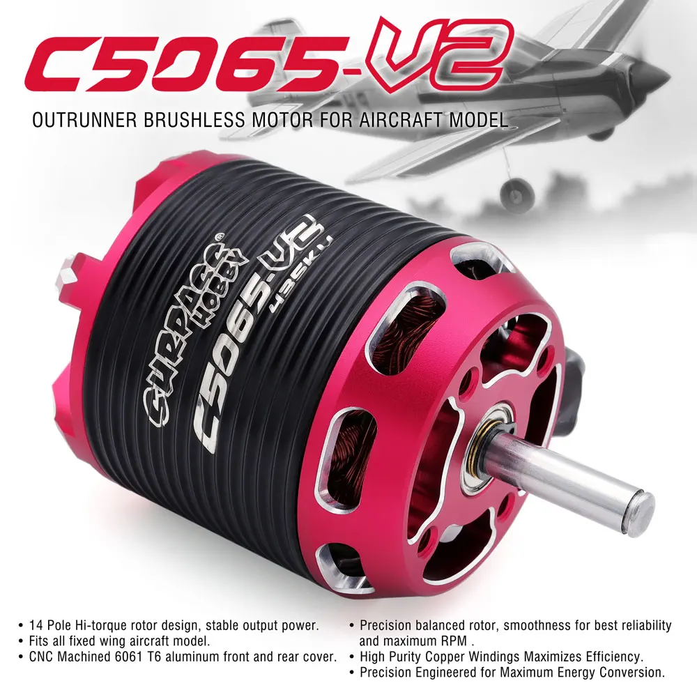 Surpass Hobby C5045 C5055 C5065 V2 Brushless Outrunner Motor 2-6S w/ 60A 80A 100A Brushless ESC For RC Aircraft Plane Multicopte