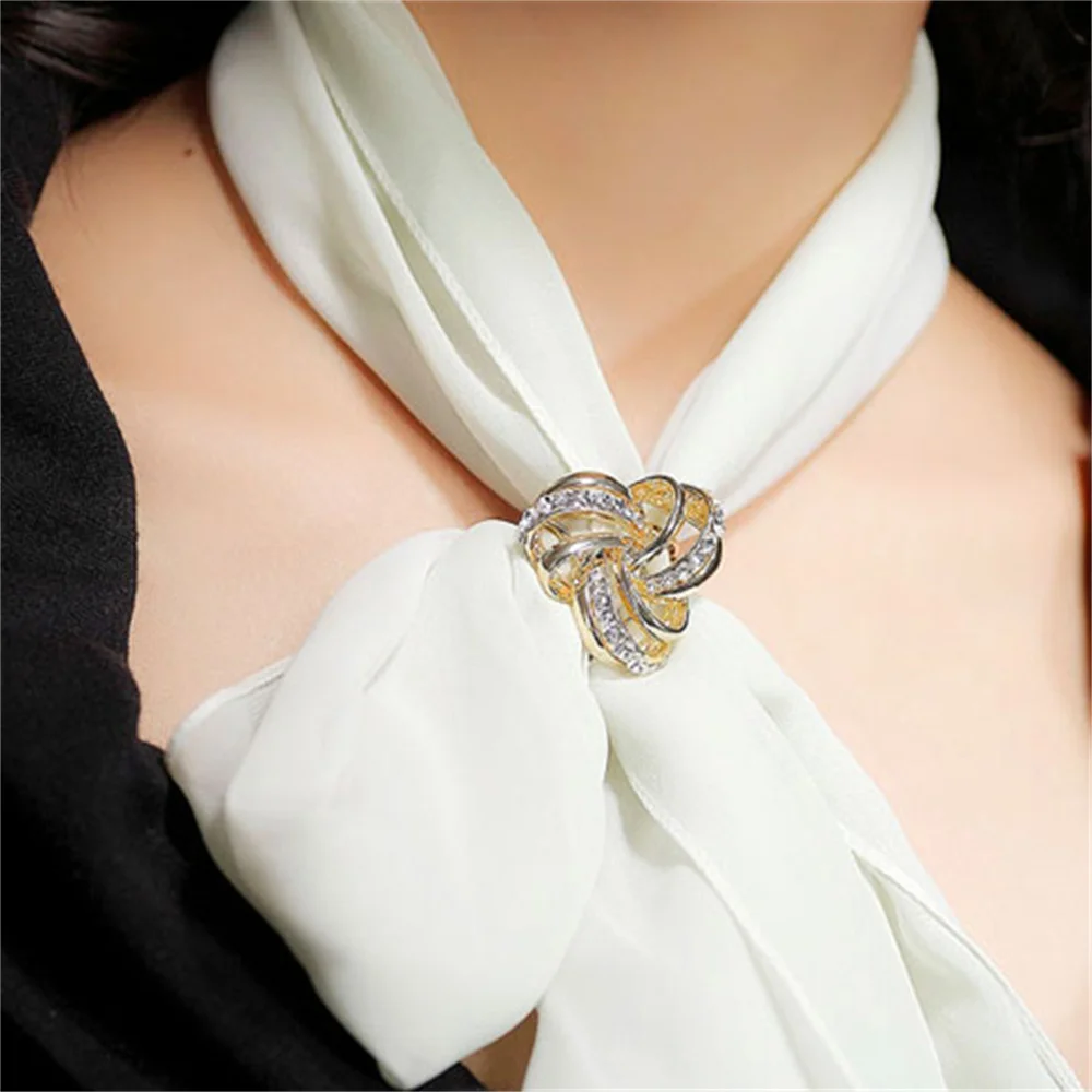 Advanced CZ Flowers Third Ring Scarf Buckle A gift For Women Fashion Creative Accessories Zircon