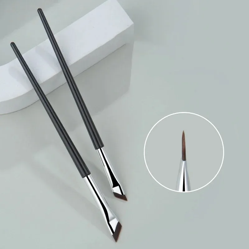 2 uds cepillo delineador de ojos de hoja en ángulo cepillo de cejas fino ultrafino cepillos de delineador de ojos de hoz plana herramientas de maquillaje delineador de ojos en ángulo fino