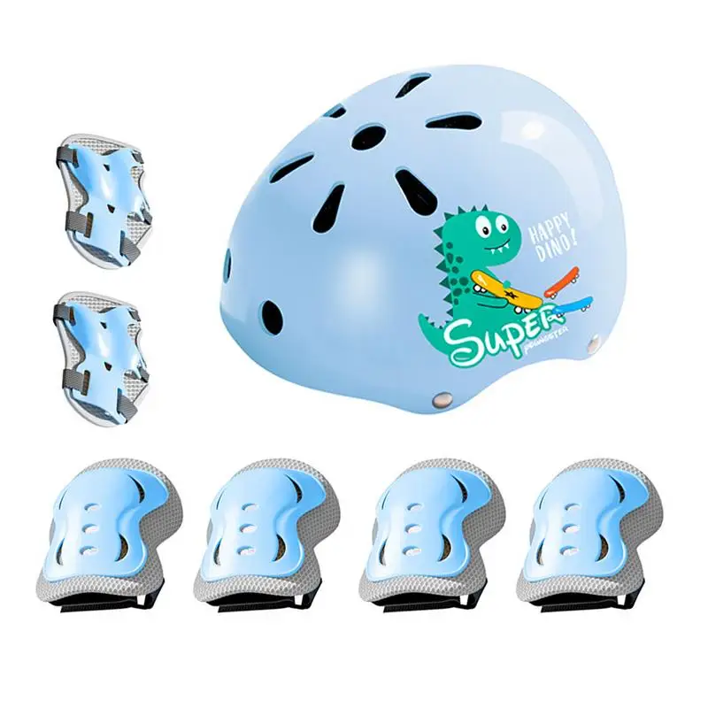 

7 шт., комплект детских велосипедных шлемов, комплект шлемов для катания на коньках с героями мультфильмов, регулируемый шлем для скутера с коленным, детский защитный шлем, набор наколенников